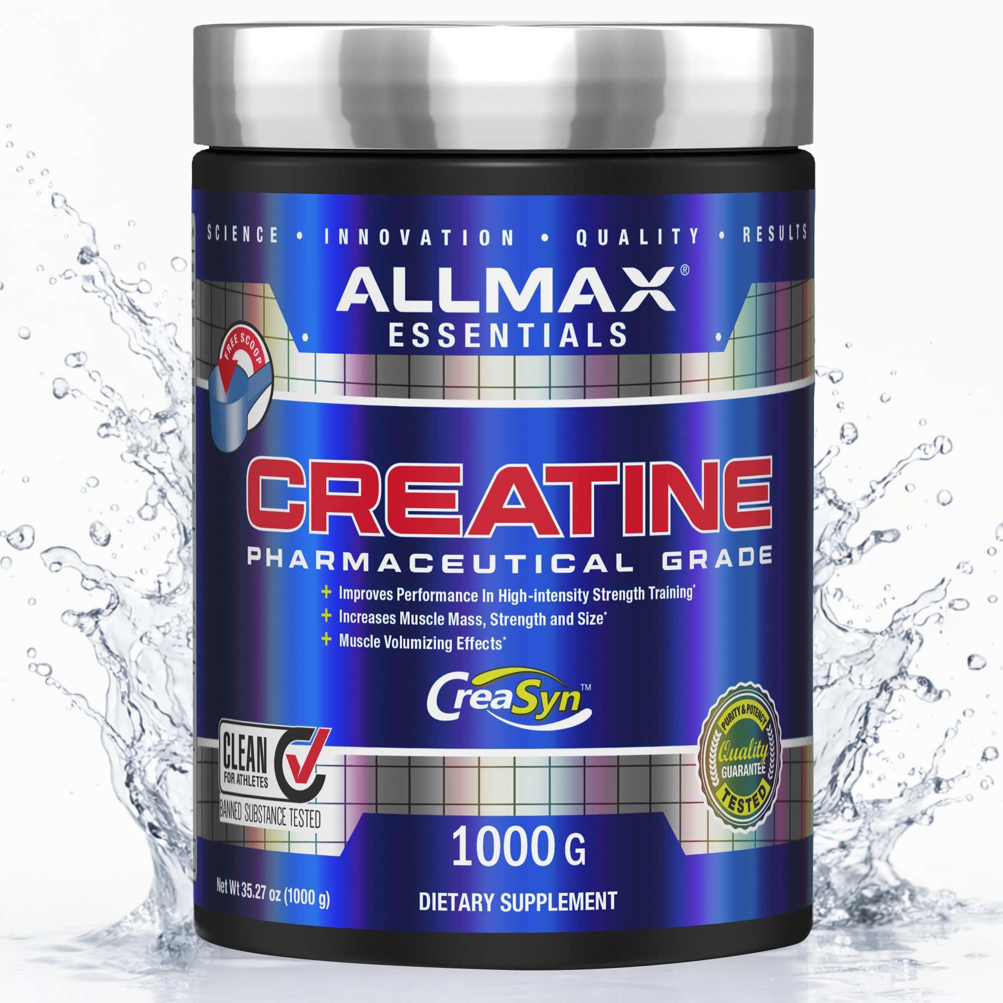 ALLMAX Nutrition Creatine Monohydrate Powder, Unflavored – Pure Micronized Creatine Supplement for Men & Women – Supports Strength, Performance & Training Intensity – Vegan, Gluten Free (1000g)