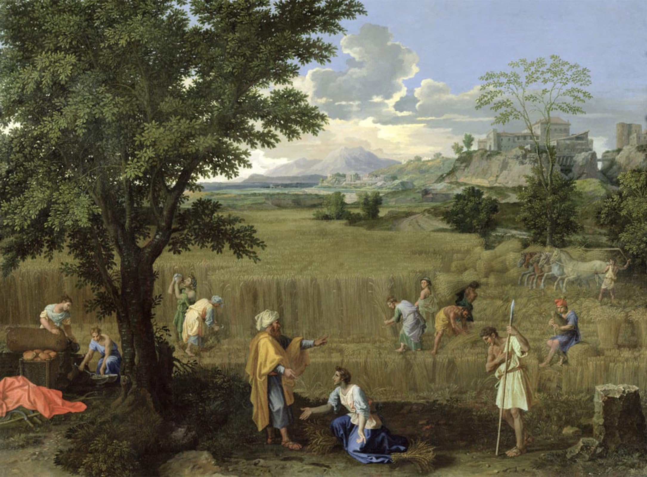 POSTERIIk Famous Animal Posters Vintage Picture Summer or Ruth and Boaz by Nicolas Poussin Modern Wall Decor for Home Decor 60x90cm