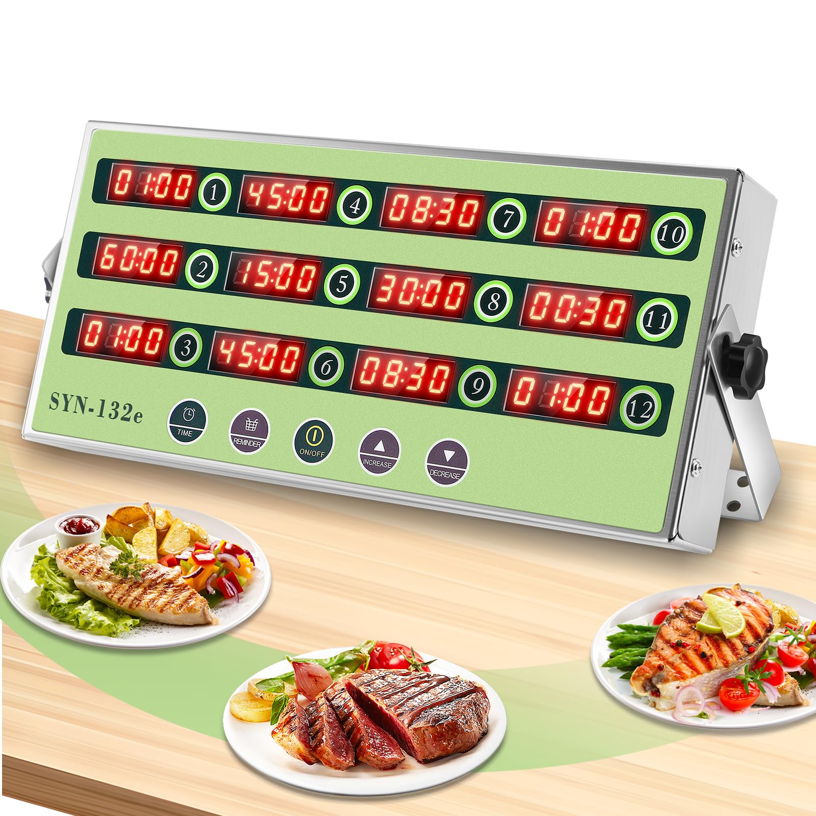12 Channel Kitchen Timer Commercial Cooking Timer Reminder Restaurant Timer Burger Bakery Fryer Timer Stainless Steel Loud Alarm for Home Cooking Hotel Restaurant (12 Channel)