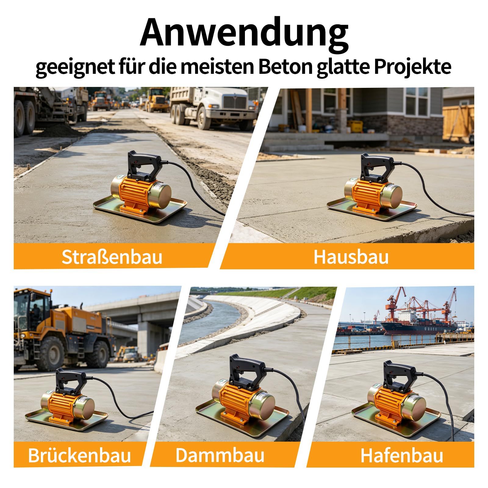 220V 250W Betonrüttler Klein Rüttelplatte Elektrischer Betonrüttler Betonverdichter mit Kupferspulen, Verdichter Stampfer Bodenverdichter