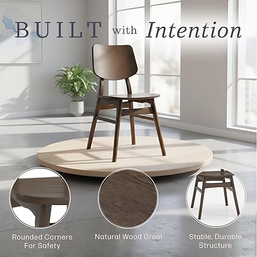 Miniatura 4 de Alaterre Furniture Calais - Juego de 2 sillas de comedor modernas de mediados de siglo, juego de sillas de madera maciza con diseño minimalista,