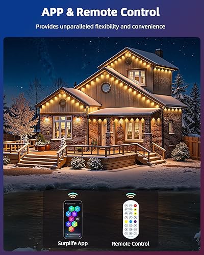 Miniatura 7 de REYLAX Luces permanentes para exteriores de 100 pies con 60 luces LED, luces de alero RGB+IC, IP67 impermeable, múltiples escenas para decoración de