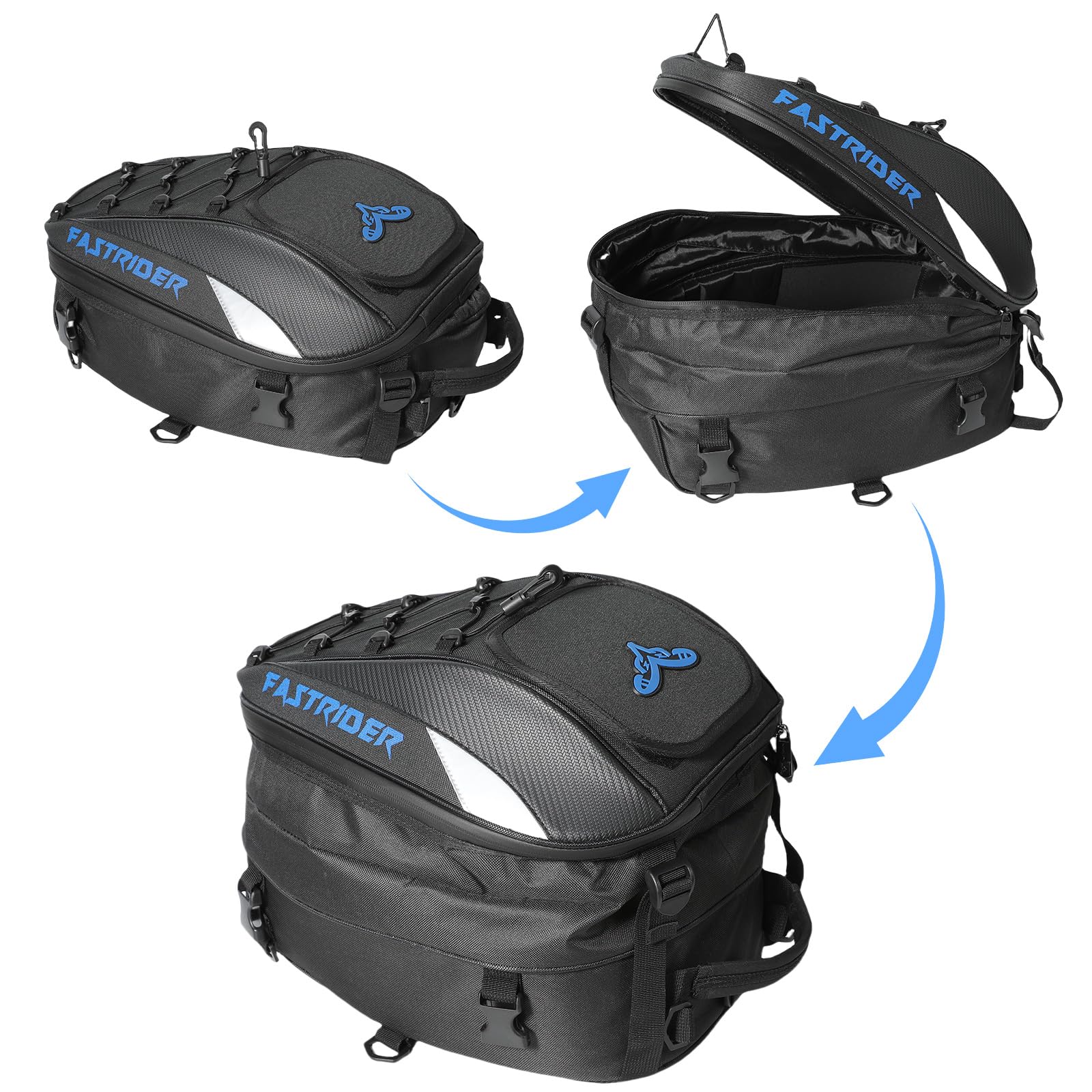 Torba borsa sella moto impermeabile 37L blu