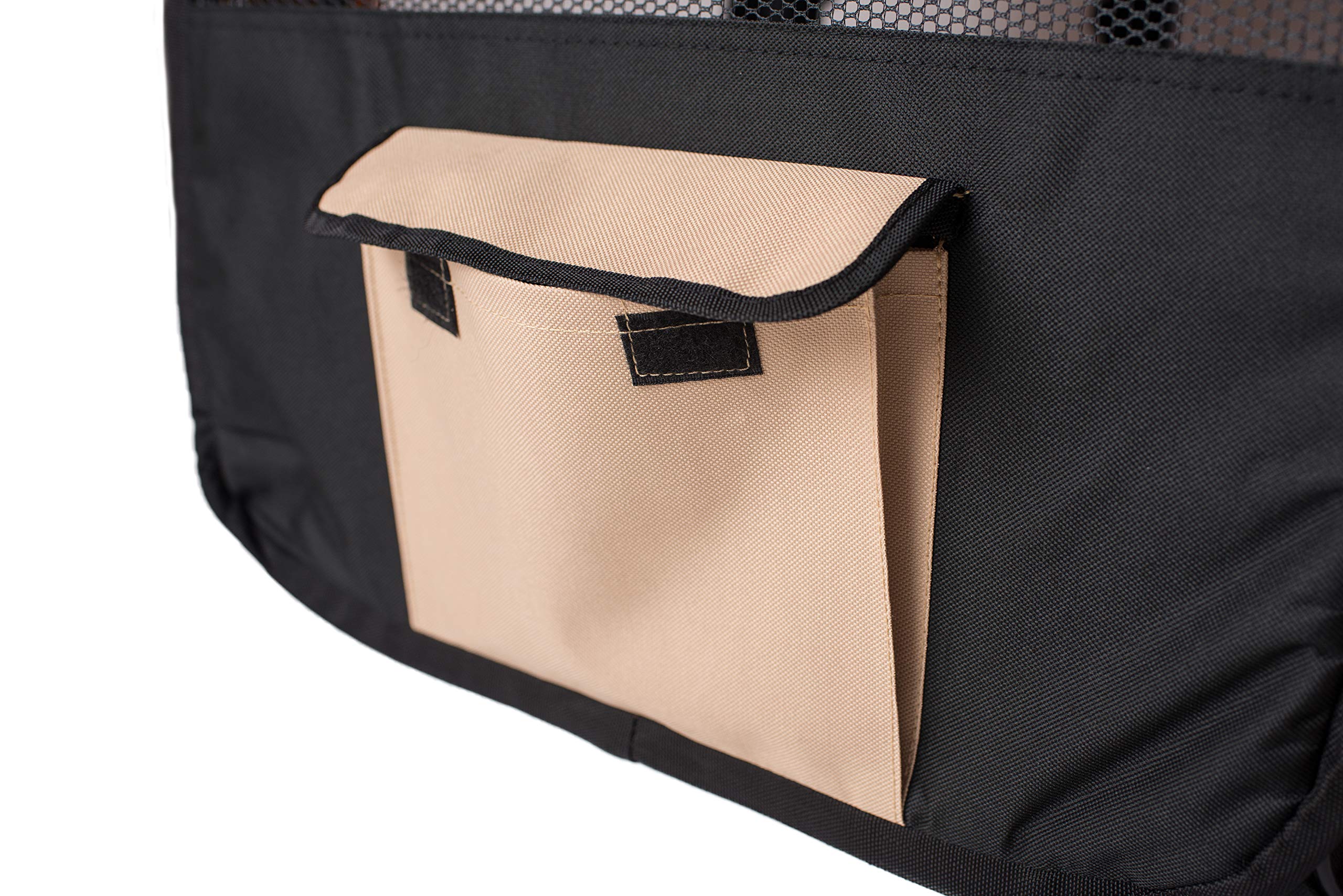 Armarkat Portable Pet Playpen - Black & Beige Foldable Playpen For Puppies & Kittens, 49x49x26 Inches