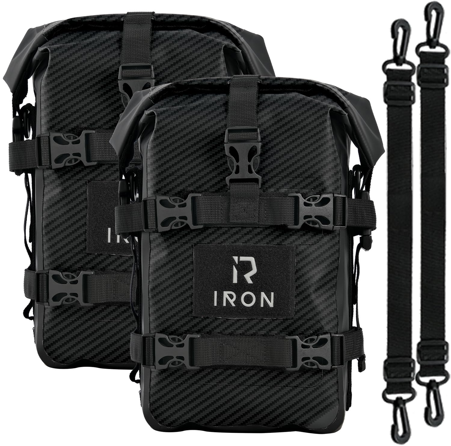 RIDEIRON Sturzbügeltaschen Motorrad – 2×5L wasserdichte Crash Bar Bags aus 500D PVC, robuste Universal-Seitentaschen, blitzschnell montiert, für Pendler & Abenteurer