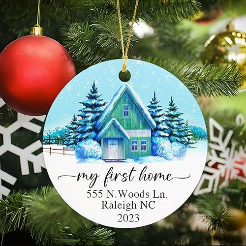 Miniatura 3 de Adorno de Navidad personalizado 2024 con texto en inglés My First Home (Mi primera Navidad en un nuevo hogar) 2024, recuerdo de Navidad