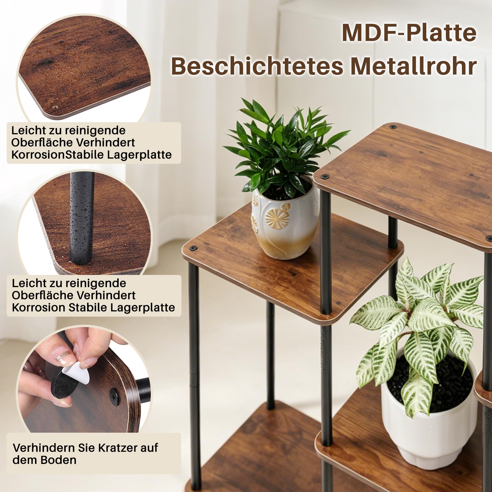 Pflanzenständer für den Innenbereich, 6-stöckiges, 71 cm hohes Pflanzenregal aus Holz für mehrere Pflanzen, großes Blumenständer-Regal im Leiterdesign für den Außenbereich, geeignet für Wohn