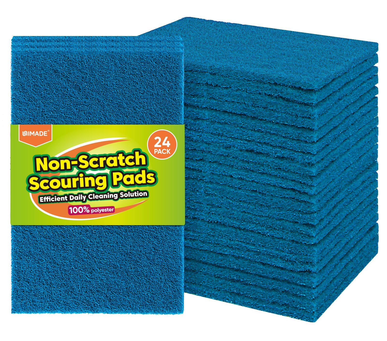 UNIMADE Non-Scratch Scouring Pads, 24Pcs Household Scour Pads for Kitchen, Garage and Outdoors, Reusable Dish Scrubber Pads for Pan and Metal Grill -