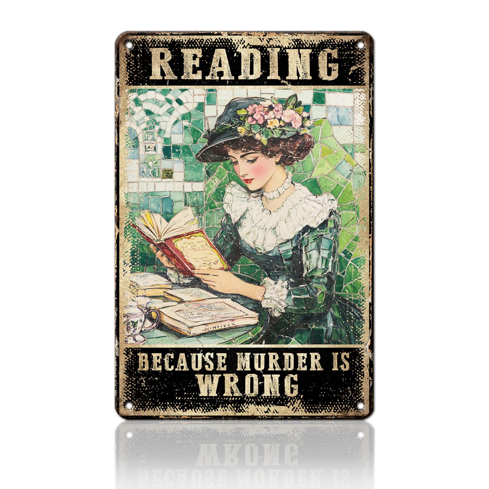 Anceky Retro Sign Reading Because Murder is Wrong Metal Tin Sign Vintage Wall Decor for Home Bar Cafe Farmhouse Kitchen 12×8 Inch