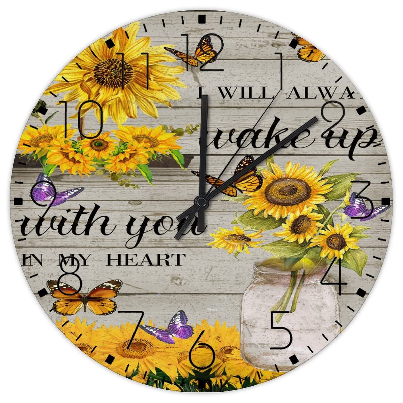 Horloge murale en bois de 30,5 cm idéale pour décorer la chambre d'enfant ou la terrasse