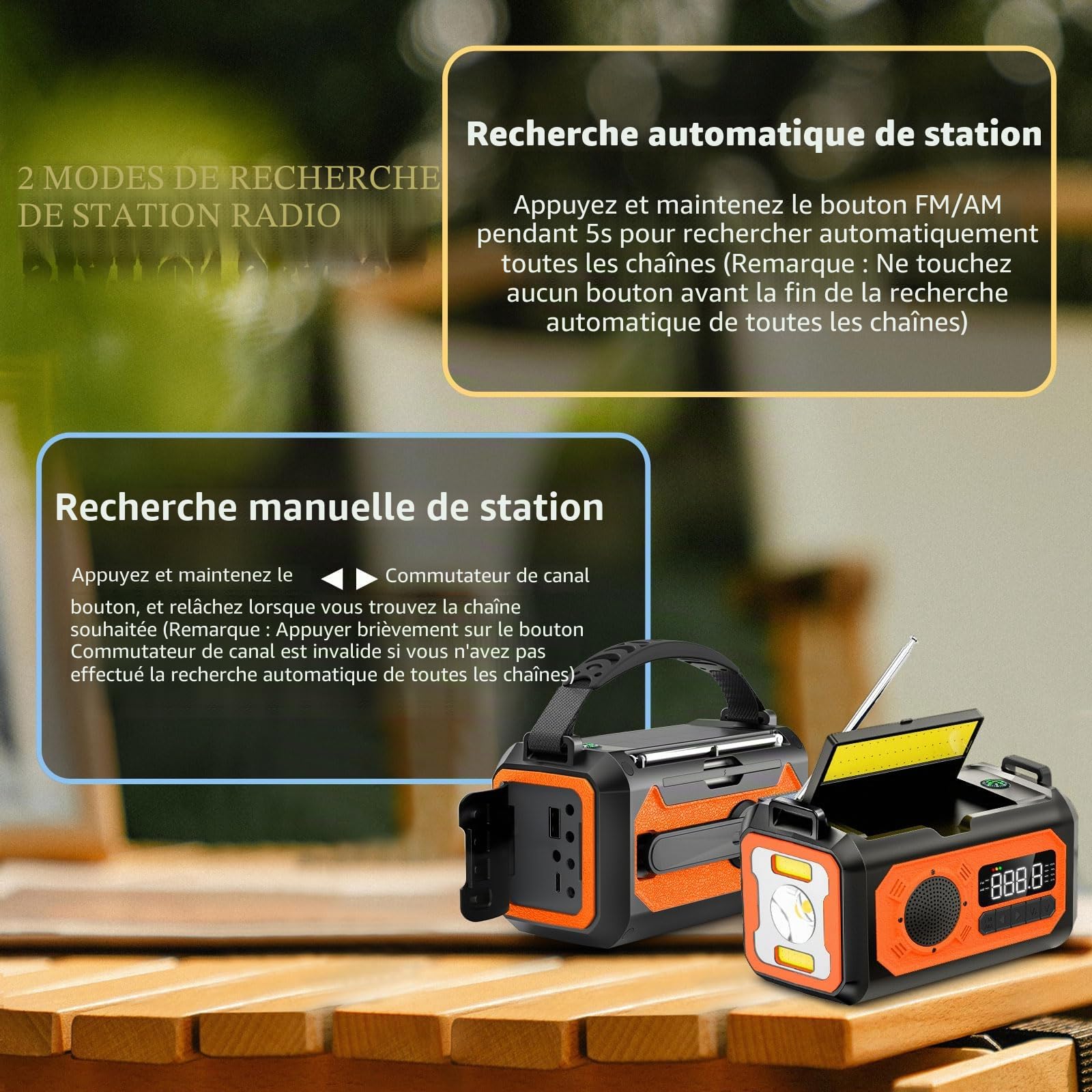 12000mAh Solaire Radio à Manivelle, Wholede AM/FM Radio Portable avec Chargeur de Téléphone, 2 Panneaux Solaires,Alarme SOS,Lampe de Poche pour Camping, Ourdoor, Urgence