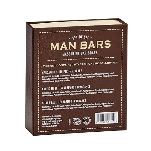 Miniatura 2 de San Francisco Soap, Set de regalo de jabón para hombre  Juego de regalo de barra para hombre de 6 piezas, fragancia masculina natural, 2 onzas