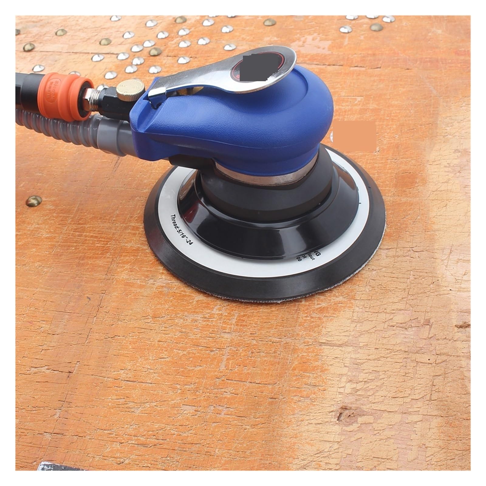 Lijadora neumática de 6 pulgadas con aspiradora, pulidora neumática de 150 mm, máquina lijadora de 6 ", órbita de 4,8 mm Alta eficiencia para madera, compuestos y metal.