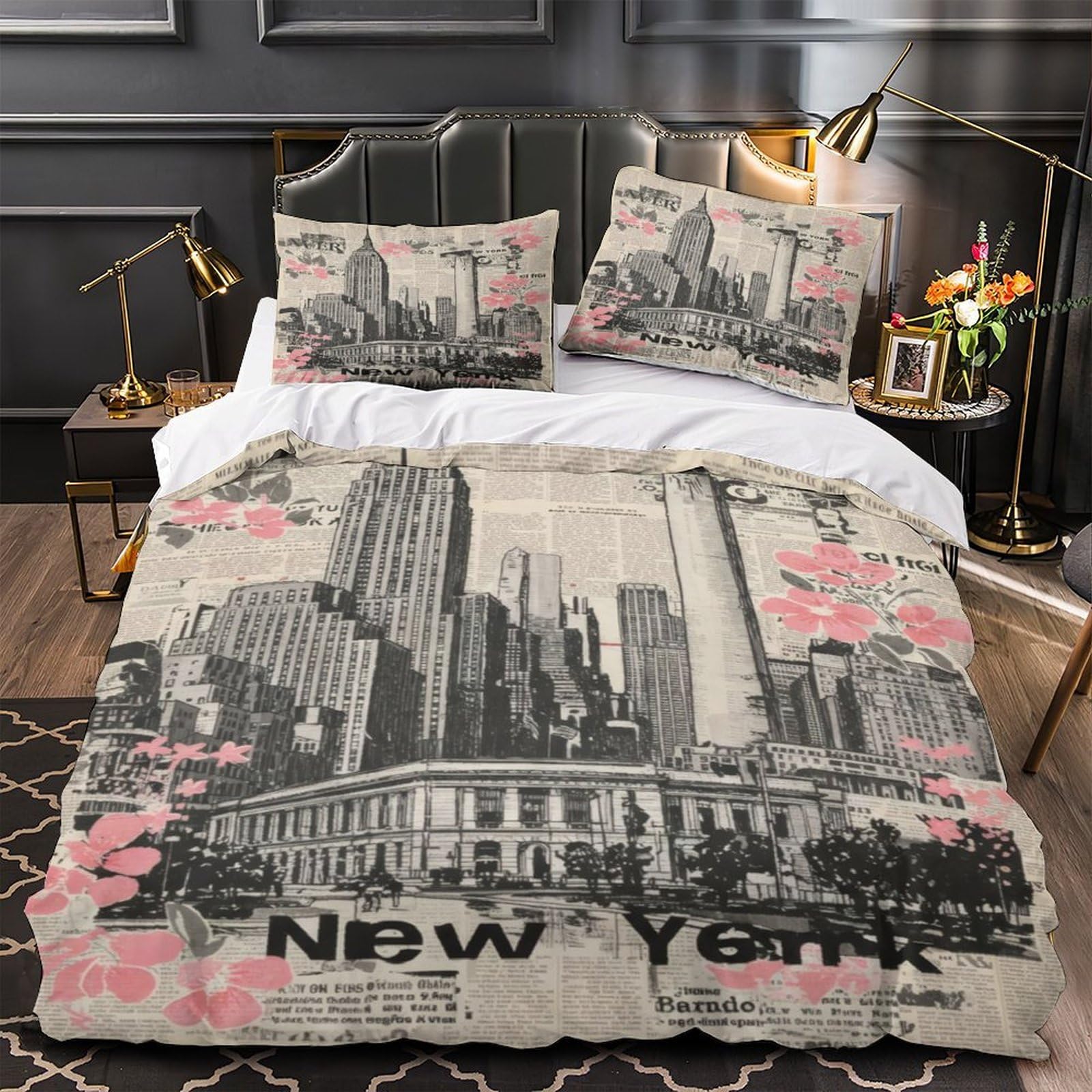 Housse de couette New York 135x200cm skyline 3D en microfibre