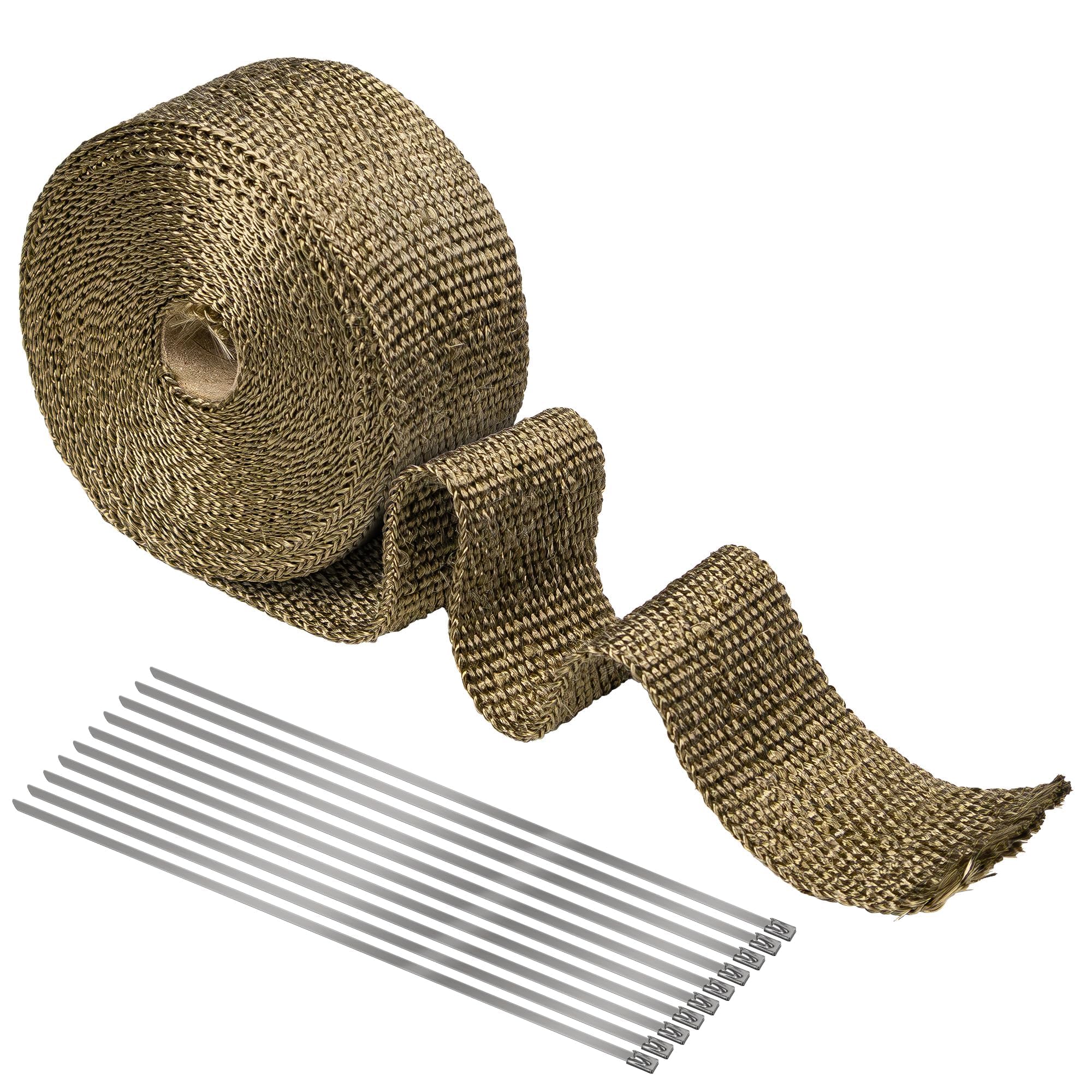 Titanium Exhaust Heat Wrap, Foneso 2in x 16.5ft Exhaust Header Tape Wrap, Fiberglass Heat Shield Tape with 10 Stainless Steel Zip Ties Used for Motorcycles Cars Exhaust Manifolds Pipes-image-34