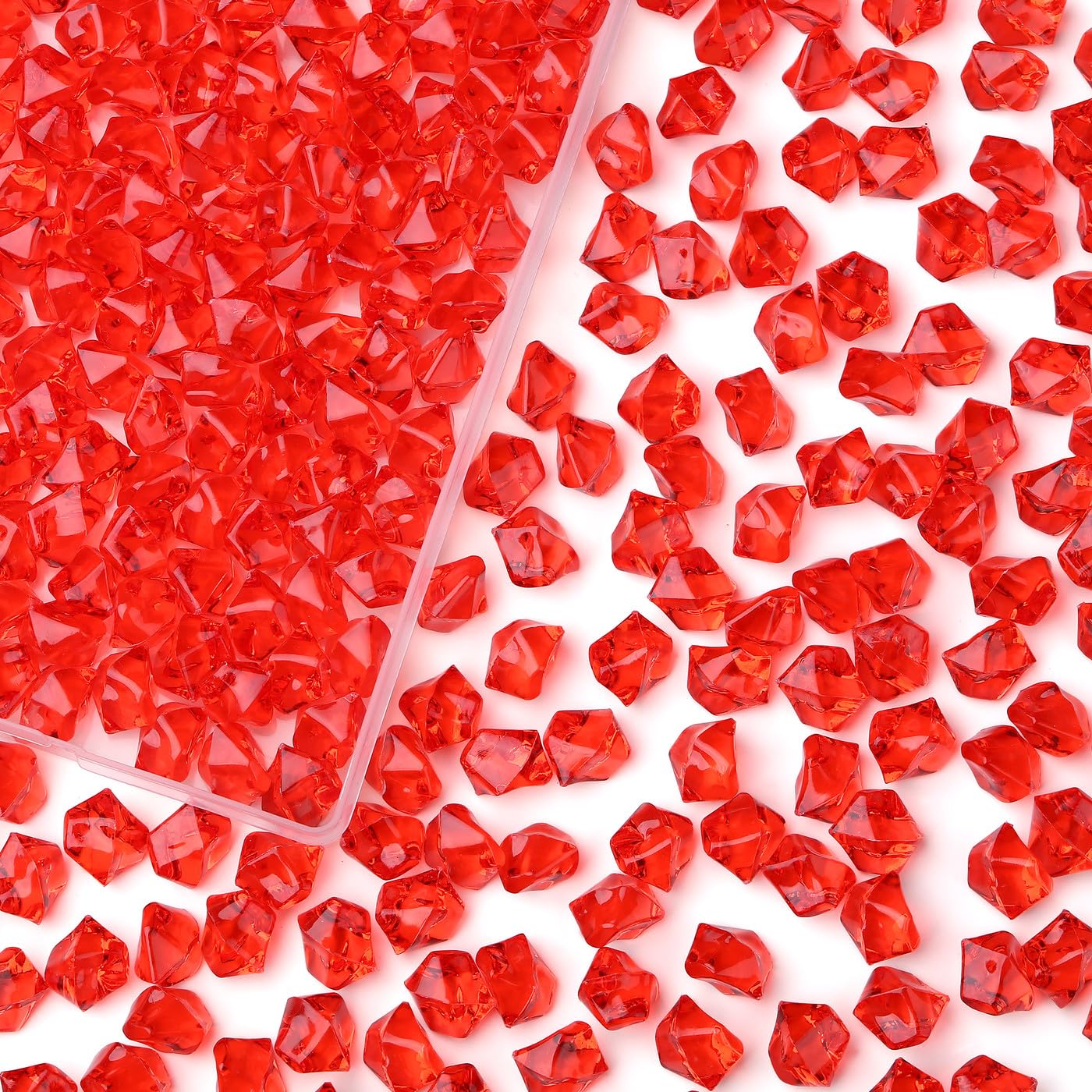 AWARDSEN Red Fake Ice Cubes 500 Pcs Acrylic Vase Fillers Red Decorative Stones for Vase Fake Diamonds for Vases Fillers Wedding Decor Party Home Decoration Flower Arrangement