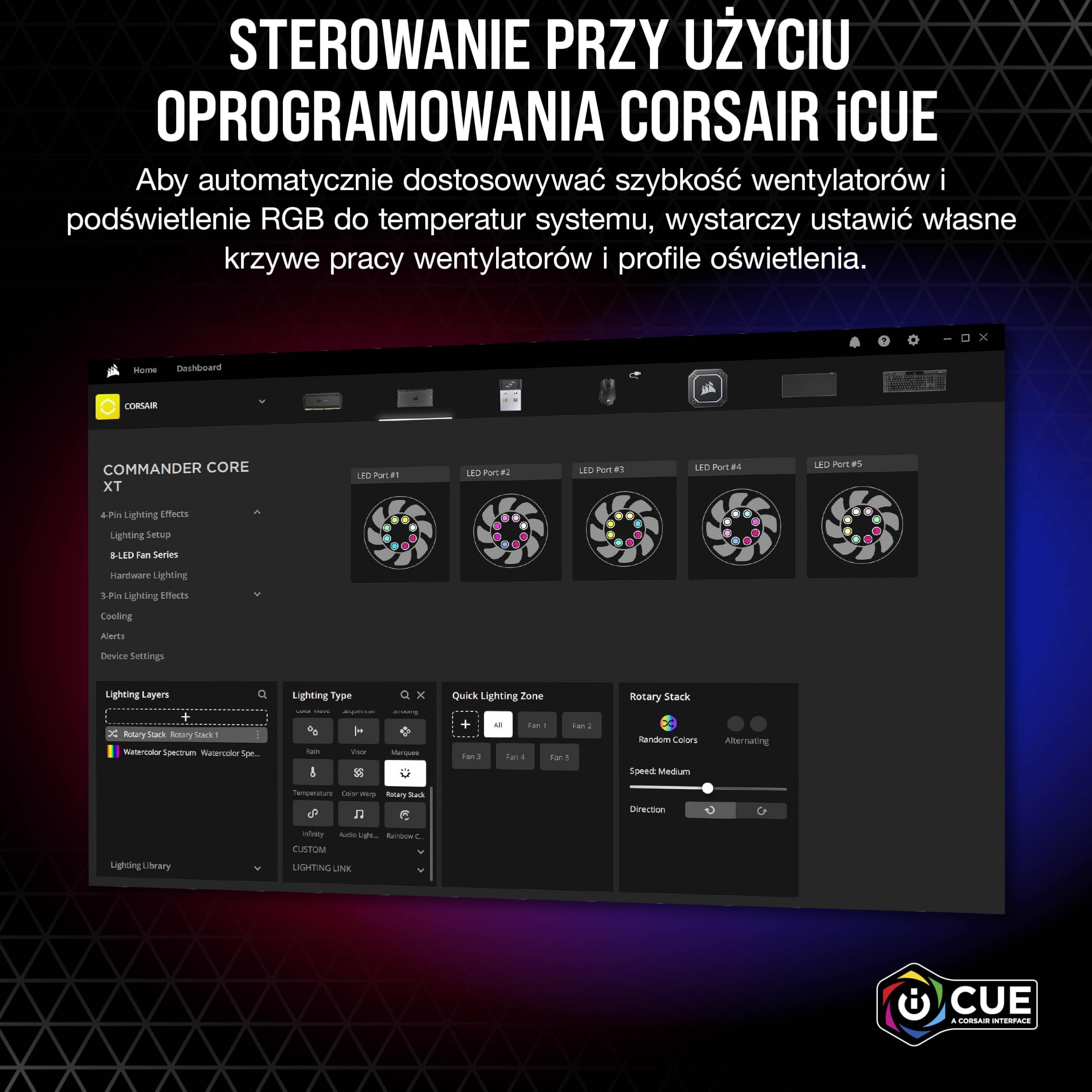 Corsair iCUE Commander CORE XT Kontroler Oświetlenia Rgb, Czarny, 264 Diody CL-9011112-WW
