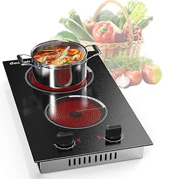 Cooksir Electric Cooktop 30 Inch, 7400W Built-in Electric Stove Top 4 Burner, 220-240V Ceramic Hob With Glass Protection Metal Frame, Knob Control, 9 Power Level, Wiring Required, No Plug