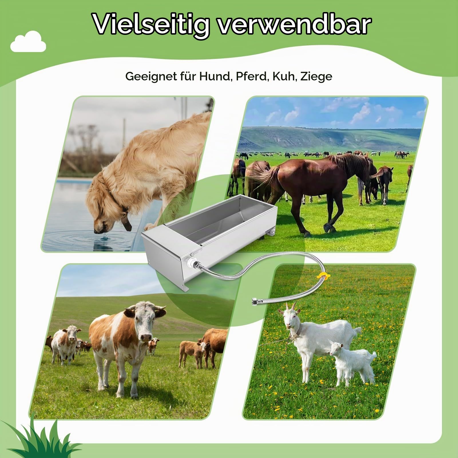Schwimmer Tränkebecken, Viehtränke Schüssel, Automatischer Wasserspender mit großer Kapazität, 7,5 l, aus Edelstahl 304, selbstfüllend, für Hunde, Pferde, Kühe, Ziegen