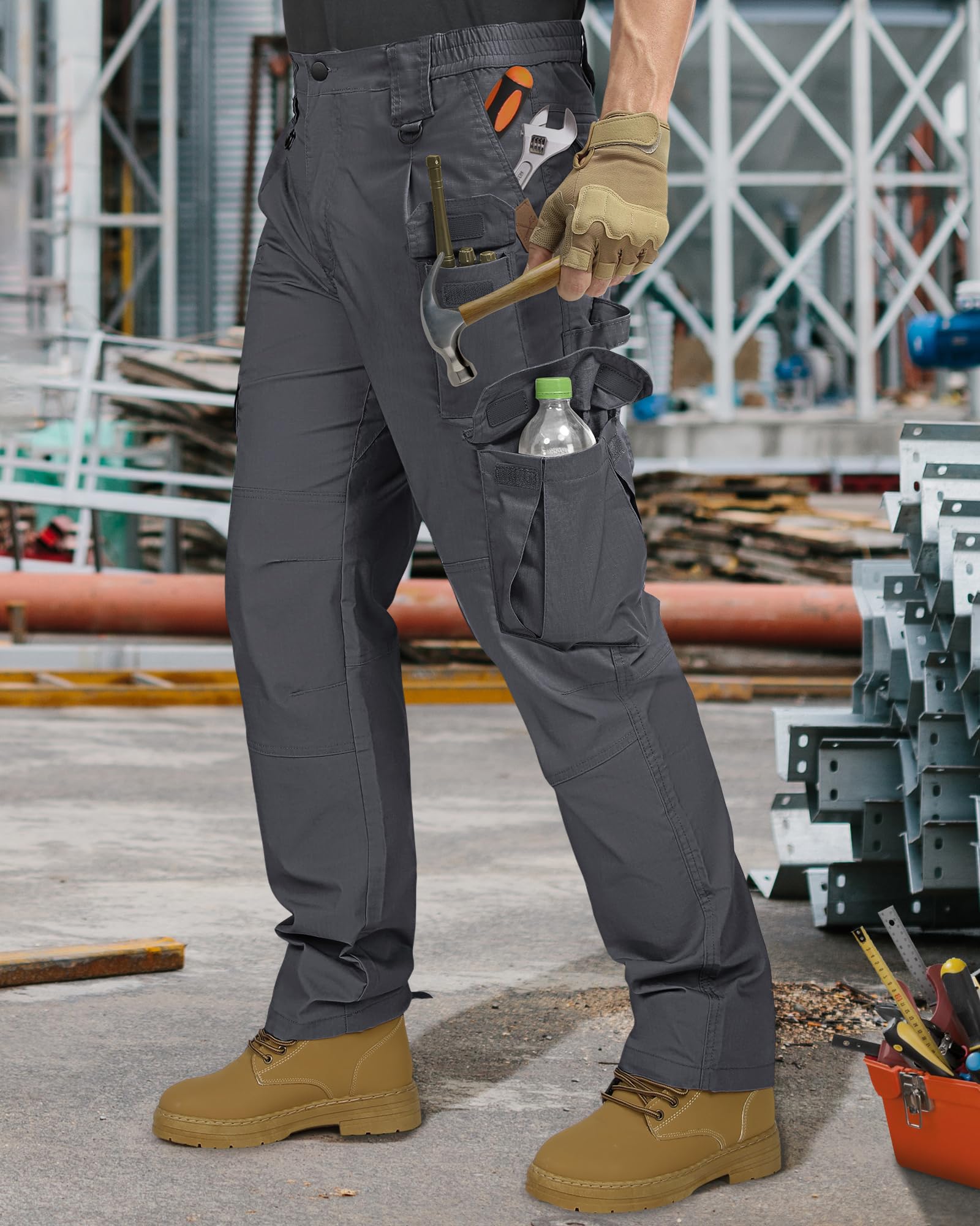 IGOLUMON Pantalones de Trabajo Hombre Pantalones Cargo Casuales con Multibolsillos Pantalón de Combate Táctico