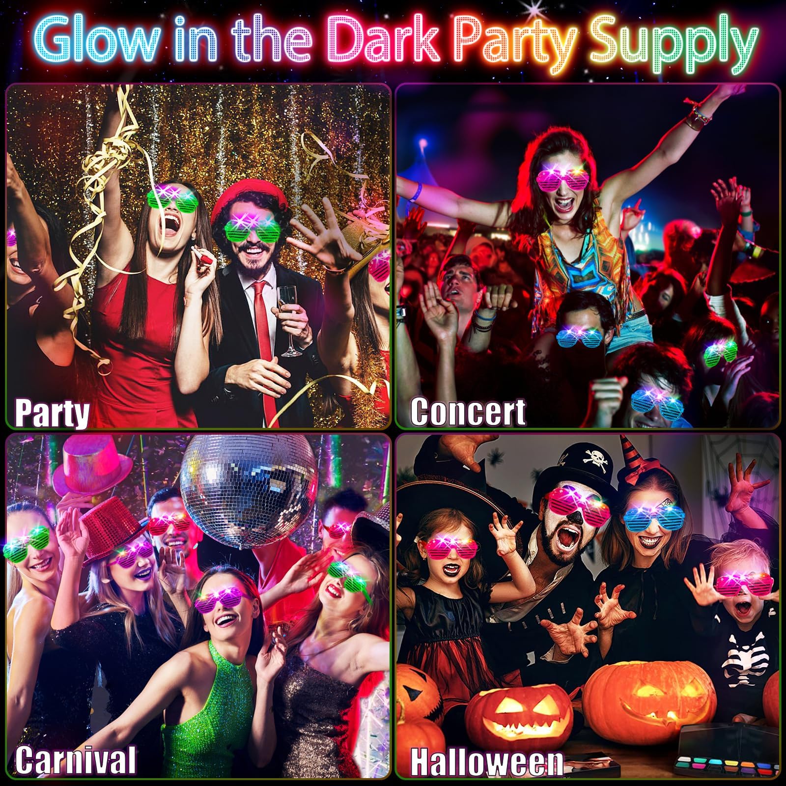 SHQQD Glow Party Supply, lentes iluminados
