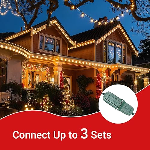 Miniatura 5 de new one Luces de Navidad C7, paquete de 3 tiras de luces de Navidad para exteriores de 25 pies (3 x 25) con 25 (3 x 25) bombillas incandescentes