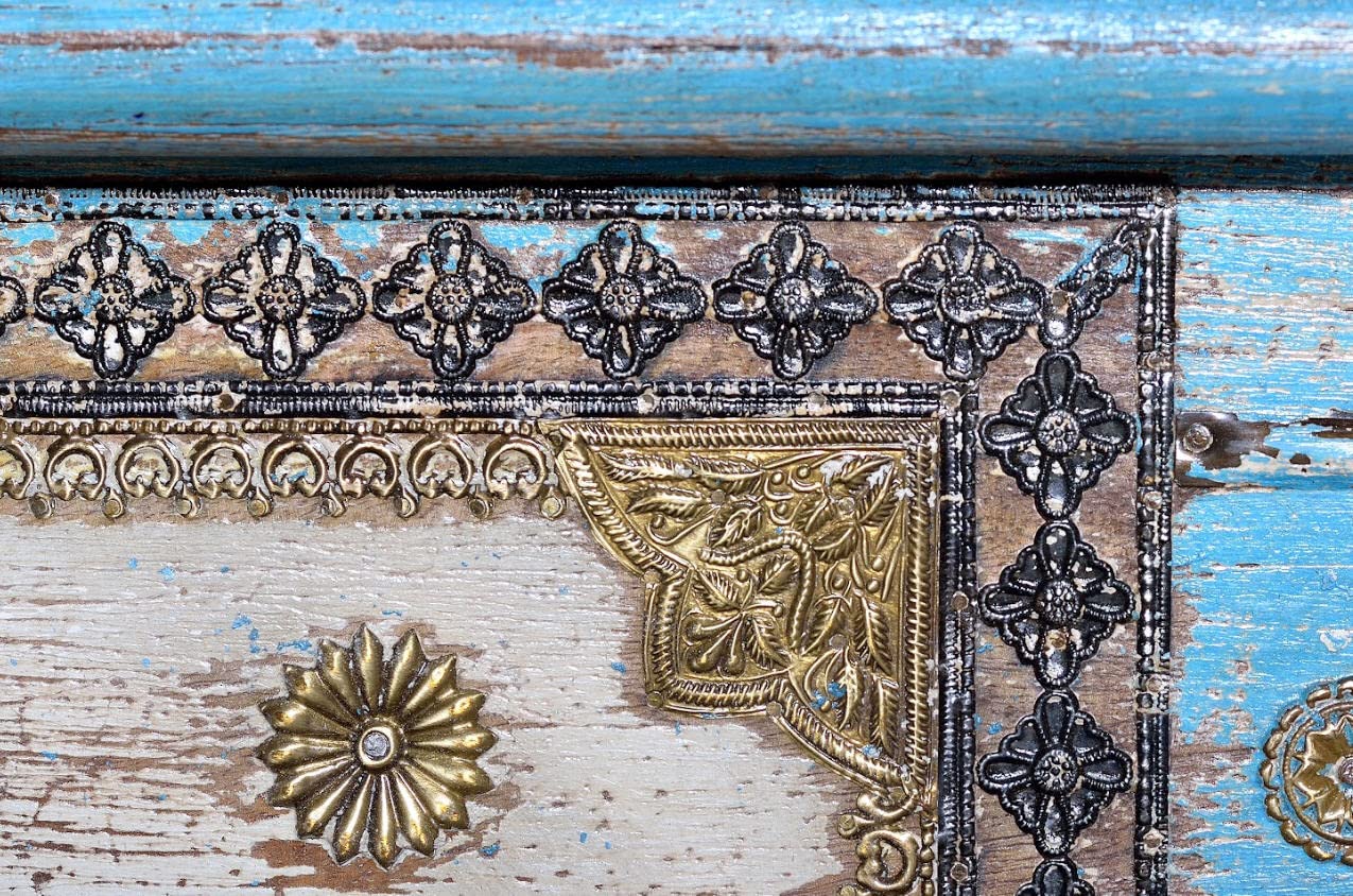 giner Baúles Decorativos - Baúl Madera Azul/Bronce I (45x116x40)