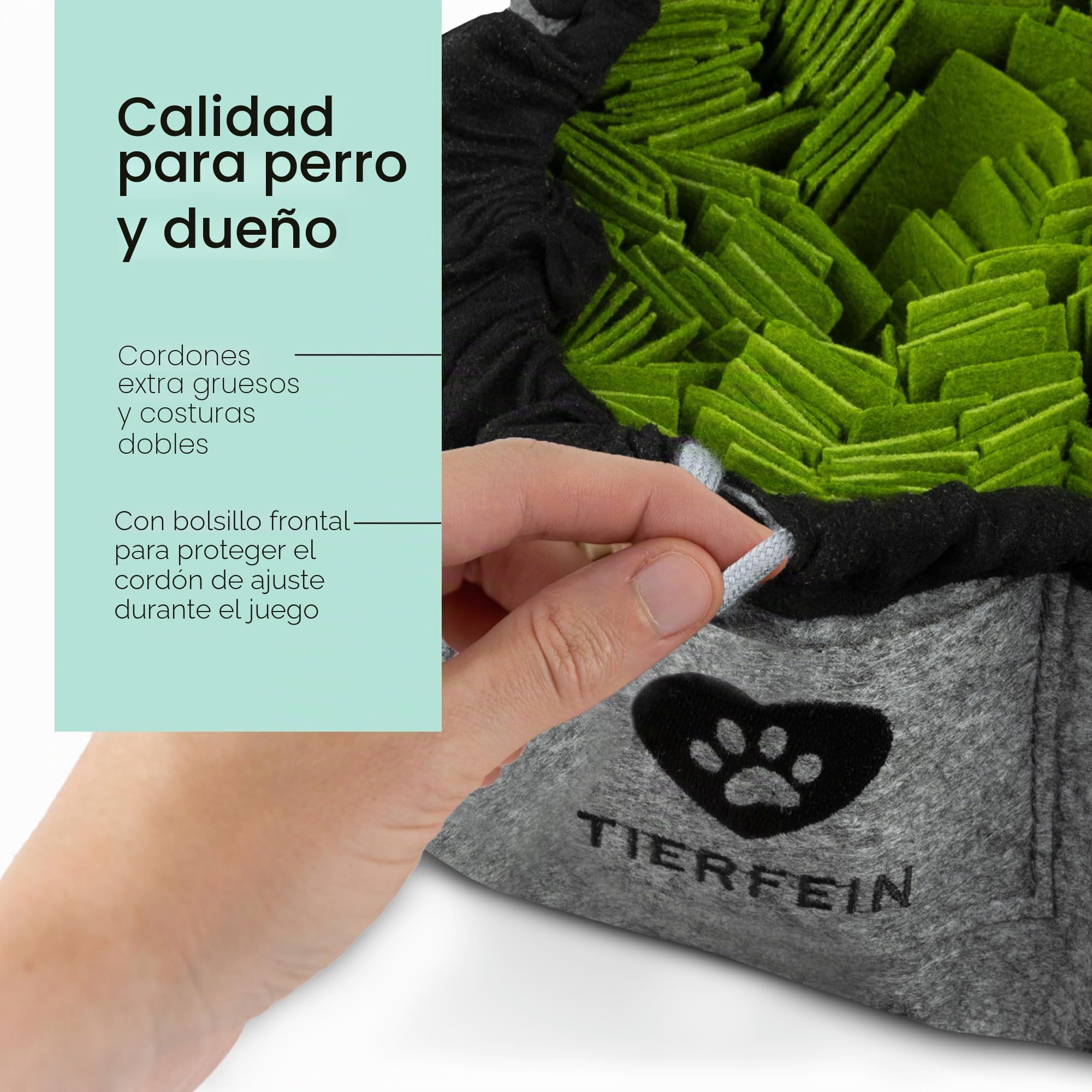 Tierfein Alfombra para olfatear Perro – Juguete Inteligente para Perros pequeños y Grandes – Lavable y tamaño Ajustable – Juguete para Cachorros y Entrenamiento de Inteligencia para Perros