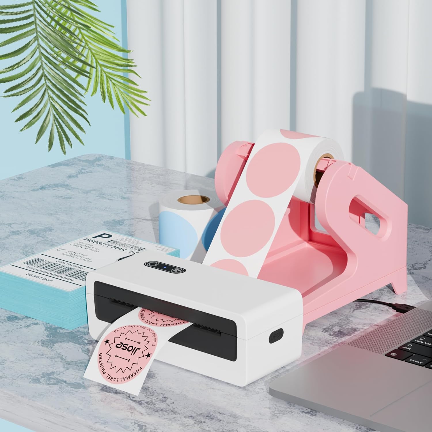Jiose Label Holder for Thermal Printer - Compatible with 4x6 Rolls and Fan-Fold Thermal Labels - Shiping Label Holder (Pink) - Image 3