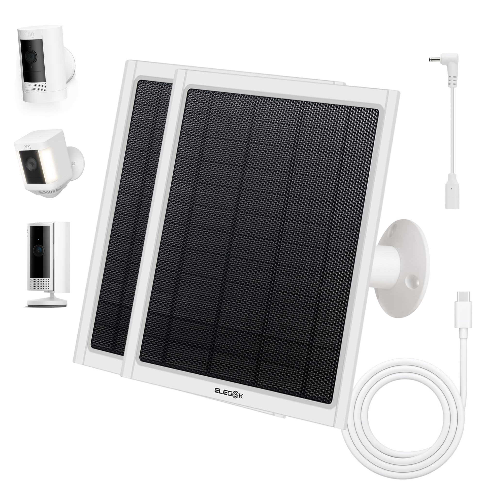Panneau solaire 8W Type-C pour caméra de surveillance (lot de 2) - Alimentation continue blanc