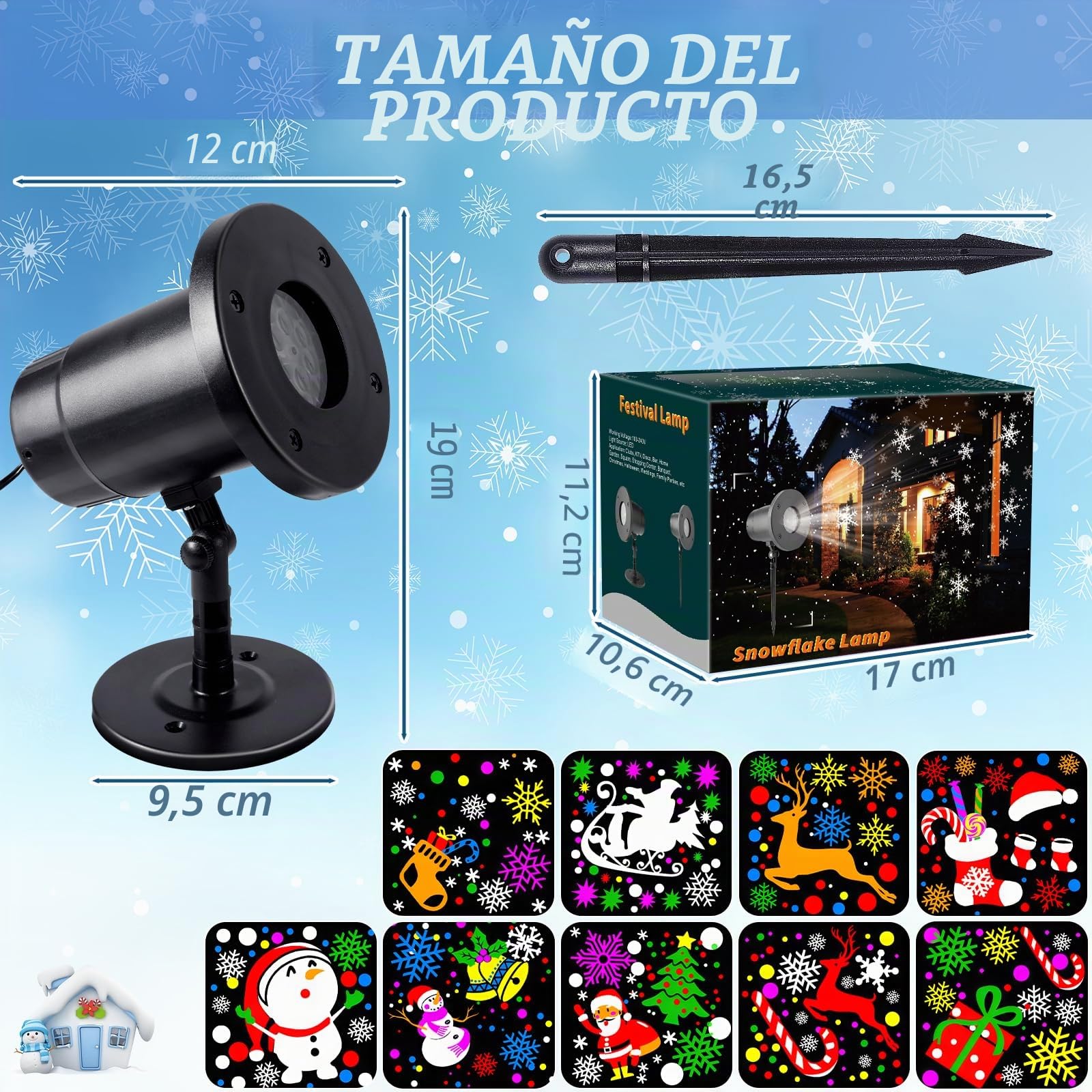 Purpledi Luces de Proyector Navidad, Luz de Proyector Exterior Interior Decoración de 12 Patrones