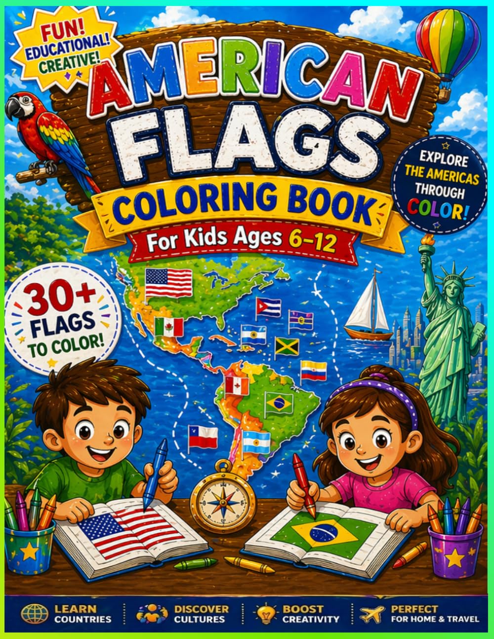 American Flag Coloring Book: For Kids Age 6-12 (FLAGS OF THE WORLD | Coloring Book for Kids Ages 6–12)
