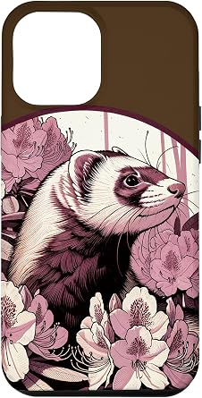 iPhone 15 Plus Ferret and Rhododendrons floral ferrets Case
