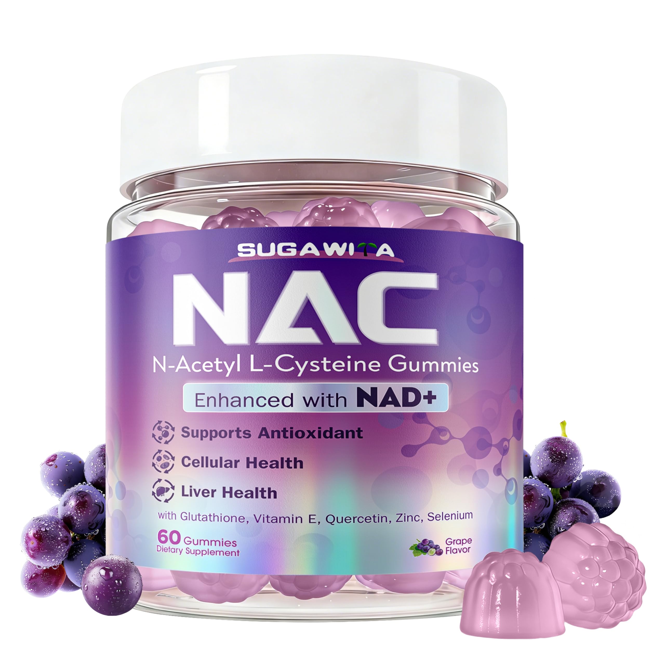 NAC Supplement 1000mg with NAD+, NAC NAD Gummies for Women 60 Counts