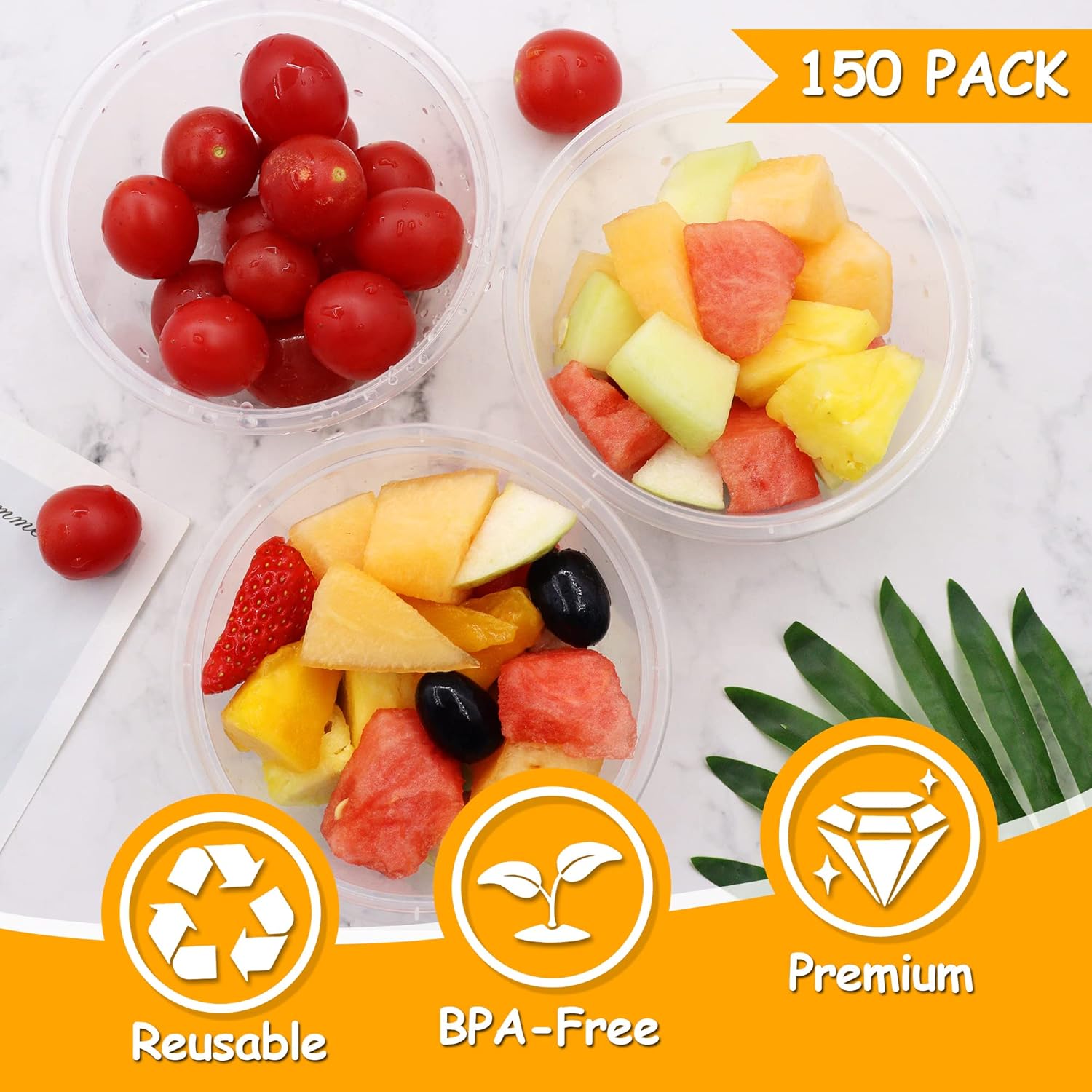 POPMISOLER 150 Pcs Clear Plastic Bowls, 15oz Dessert Disposable Bowls, Round Disposable Salad Bowl with Lids, Clear Bowl Plastic for Party, Plastic Ice Cream Bowl of Home, Events Or Everyday Use
