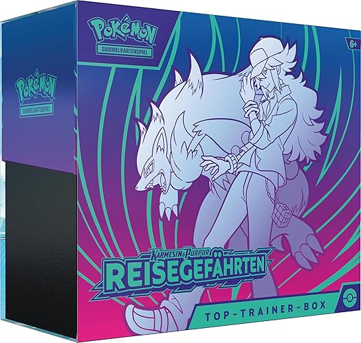 Pokémon-Sammelkartenspiel: Top-Trainer-Box Karmesin und Purpur – Reisegefährten (1 Vollbild-Promokarte, 9 Boosterpacks und Premium-Zubehör)