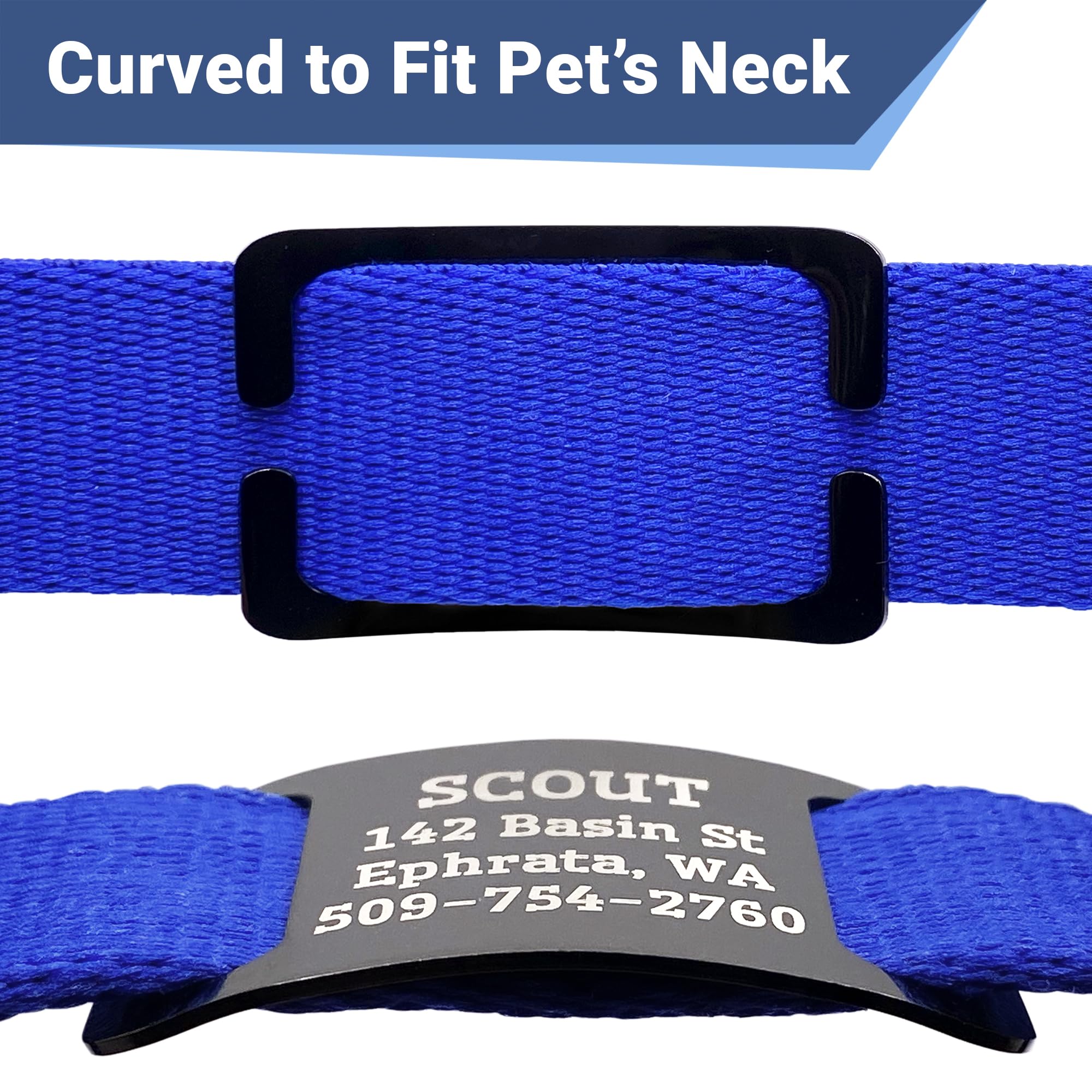 GoTags Haustier-ID-Tags, zum Aufstecken, personalisierbar für Hunde- und Katzenhalsband, geräuschlos, geräuschlos, aus Edelstahl, individuelle Gravur