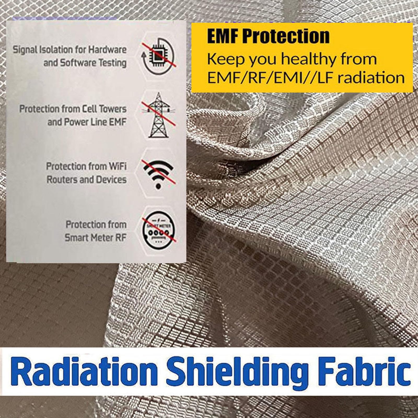 EMF-Faraday-Stoff 1m – Abschirmgewebe Gegen Strahlung, Blockiert 5G/WiFi/Bluetooth/RF, Silber, 110 Cm Breit – Für Smart Meter & Datenschutz