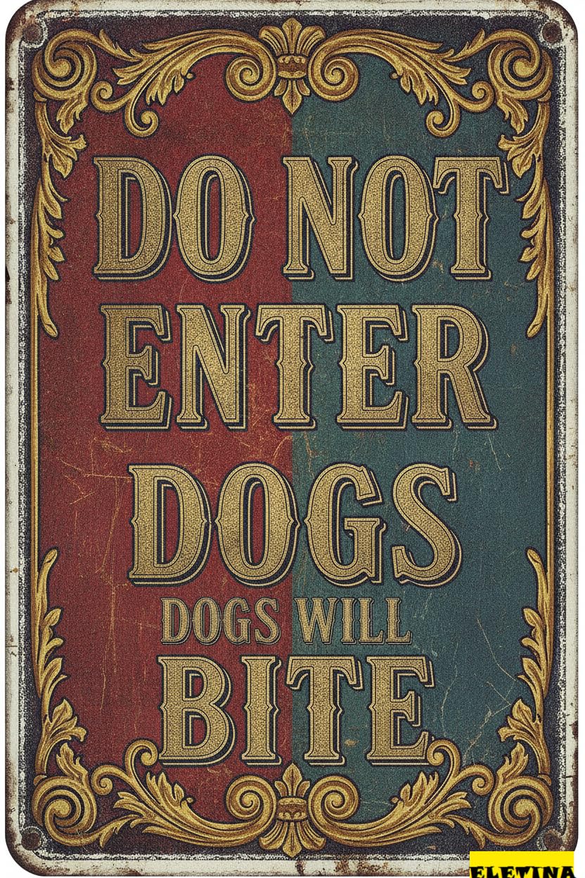 Do Not Enter Dogs Will Bite Metal Vintage Street Warning Sign Wall Decor Gate Outdoor High Way 8x12in