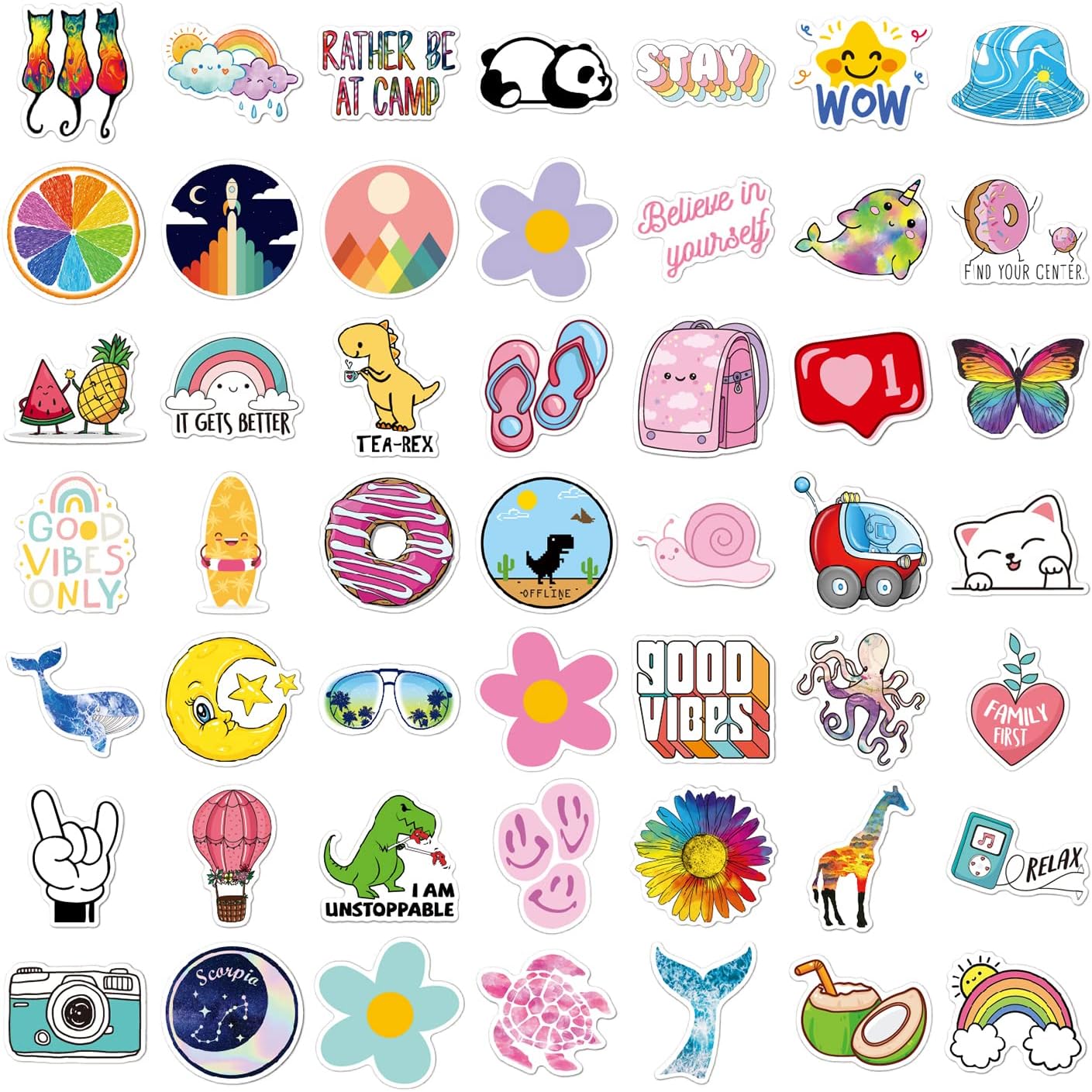 Water Bottle Stickers 100 PCS Aesthetic Stickers for Kids Teens Adults Vinyl Waterproof Colored Cute Stickers for Laptop Hard Hat Scrapbook Bumper Luggage Computer Skateboard Decor : Electronics