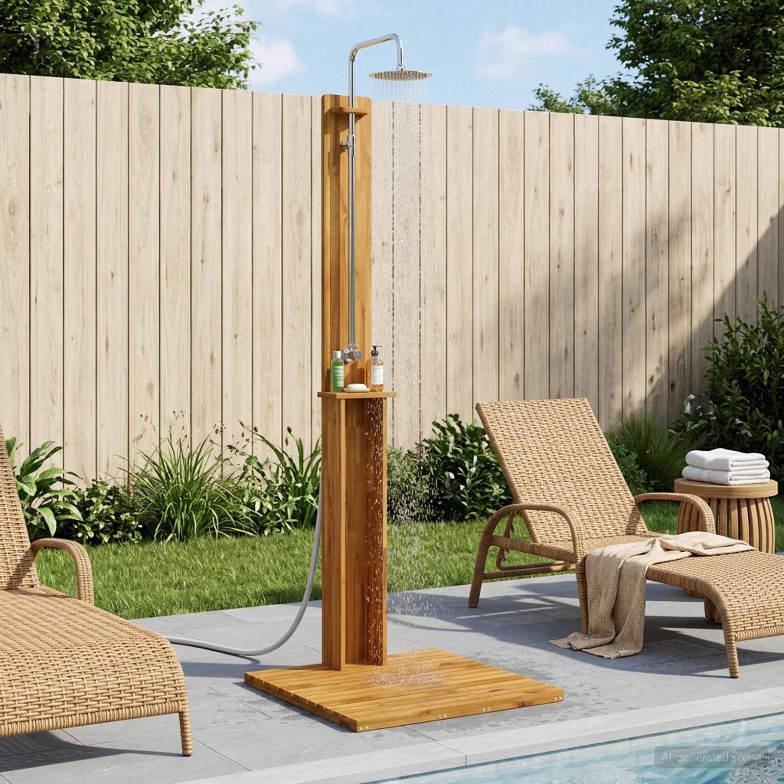 vidaXL Gartendusche 217 cm Massives Akazienholz und Edelstahl Natur