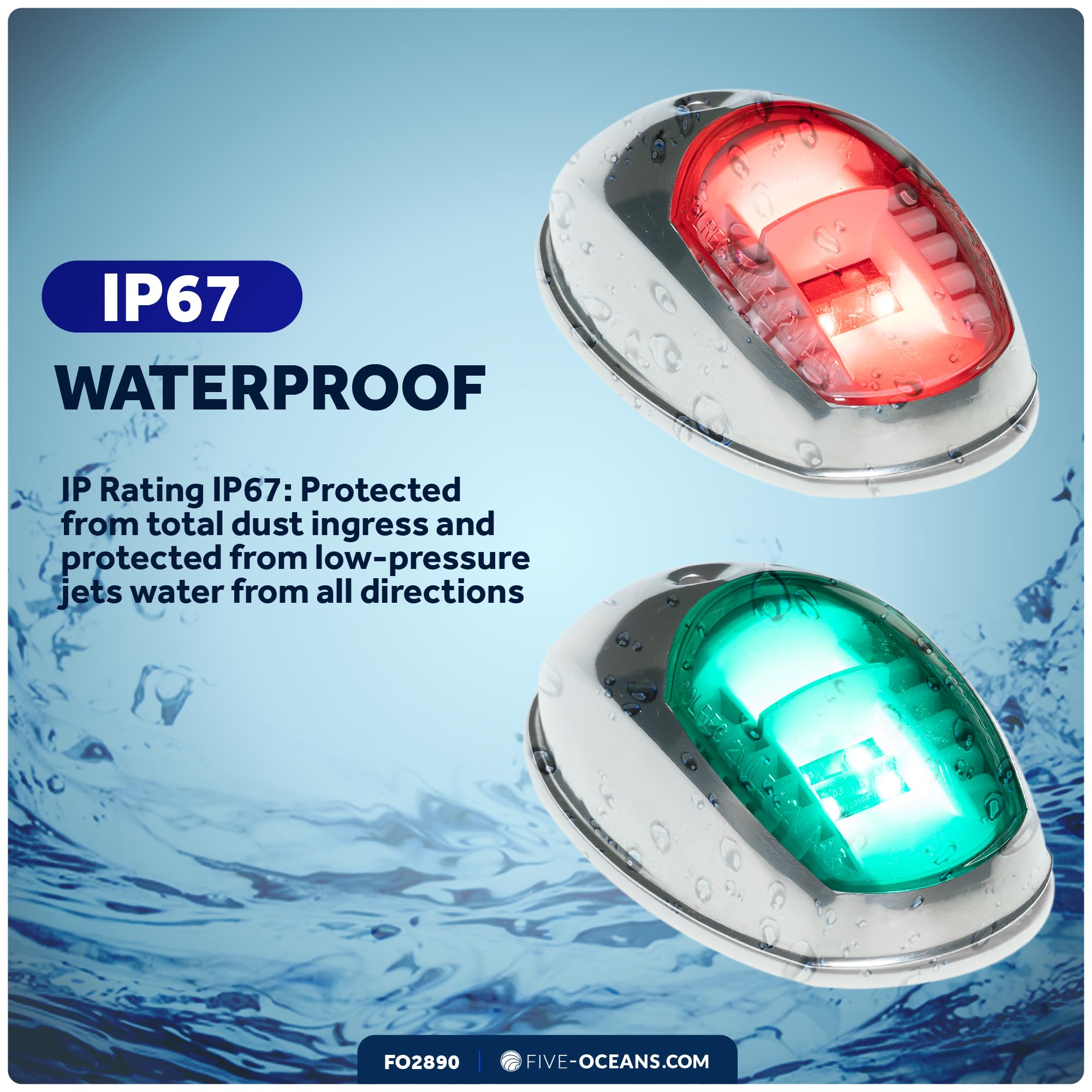 Snapklik.com : Five Oceans Boat Navigation Lights, LED Bow Light ...
