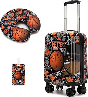 Kids Basketball Suitcase Set for Boys Hardside Luggage with Spinner Wheels 2 Piece 16inch Toddler Suitcase for Boys Travel Carry on Luggage Airline Approved