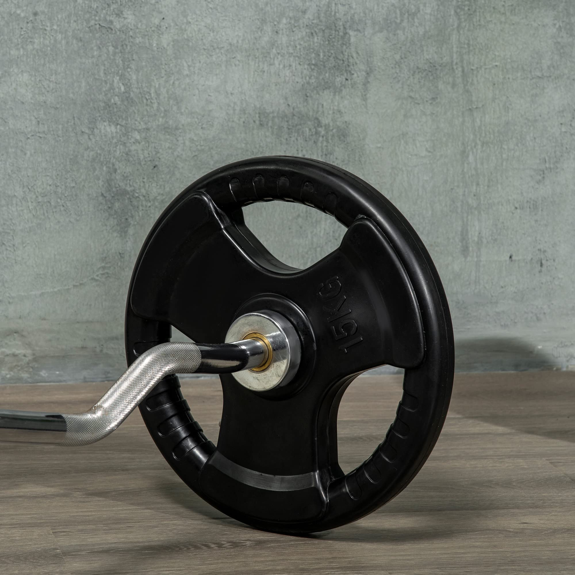 SPORTNOW Set de 2 disques d'haltères, Tri-Grip 2 x 15 KG disques Olympiques caoutchoutés, disques de Poids protégeant Le Sol avec perçage de 5 cm, Trois poignées, pour haltérophilie, Musculation