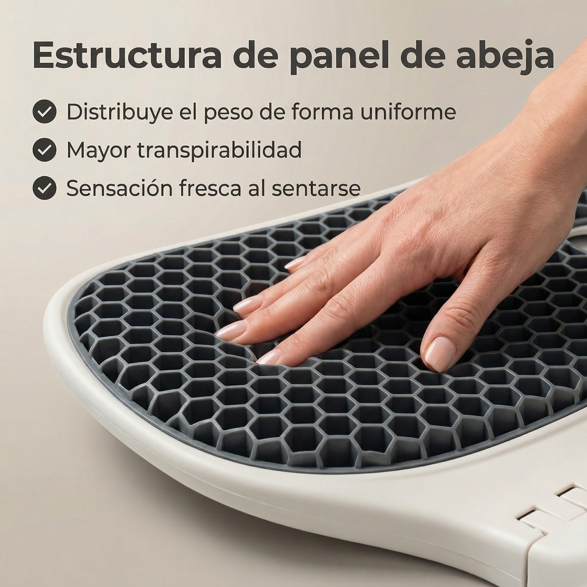 Asiento Plegable con Respaldo Premium 200 kg · Soporte Integrado y Base Estable · Ligero y Portátil 1,15 kg · Espuma o Gel · Ideal para Bancos, Gradas y Exterior (Gel Panel de Abeja, Gris)