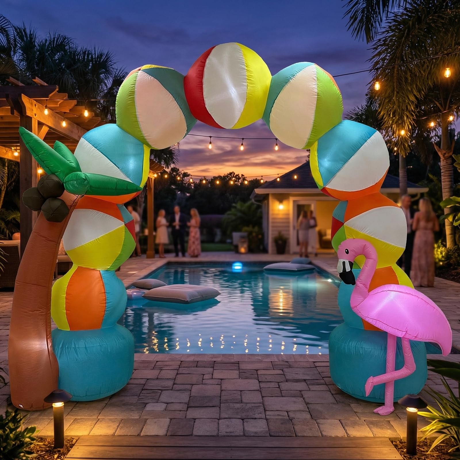 Arco inflable de playa inflable de verano de 9 pies con 5 luces LED para inflables de verano, decoraciones al aire libre, regalos de fiesta en la playa