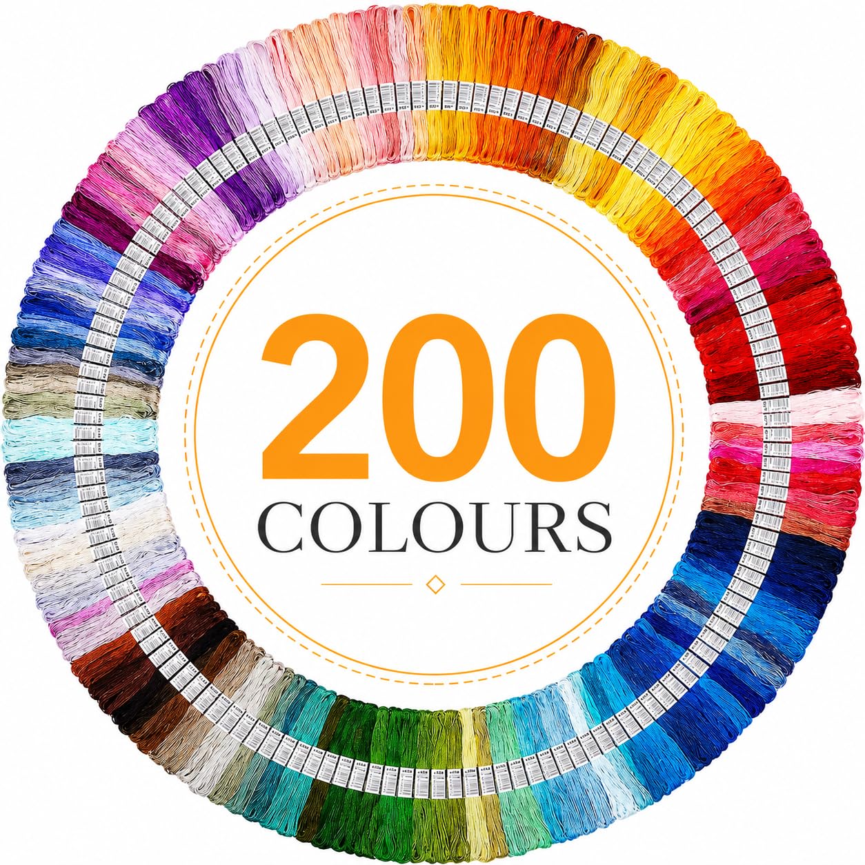 200 Colours Embroidery Thread Set, 6-Strand Cotton Embroidery Floss Kit for Cross Stitch, Friendship Bracelets, Sewing, Punch Needle and DIY Craft Projects