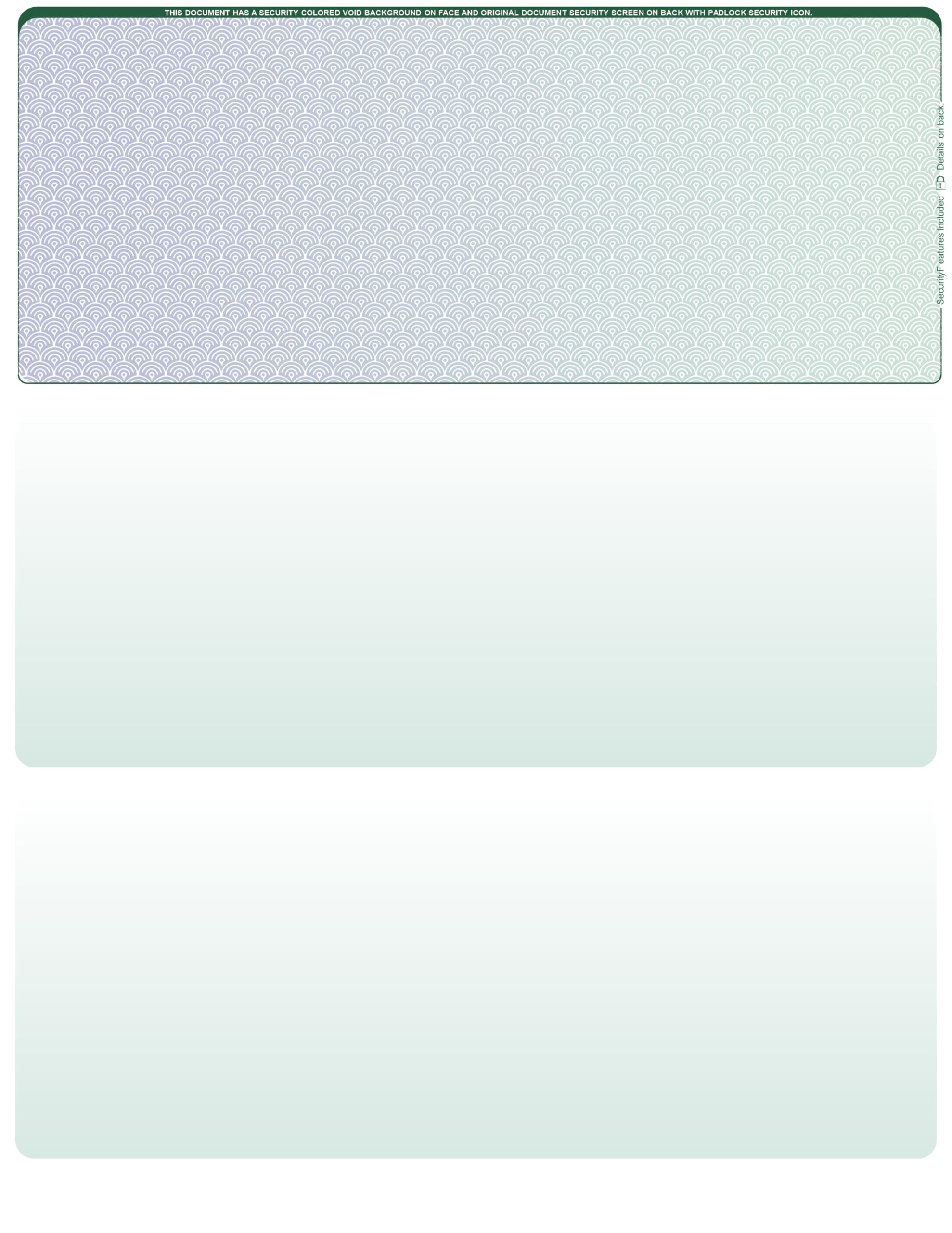 Blank Laser/Computer Checks Top Style (Blue Green, Qty. 500)