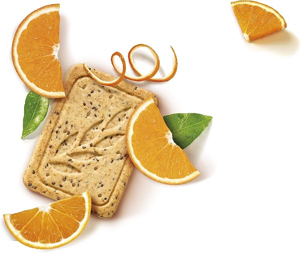 GERBLÉ ORGANIC - Orange Chia Seed Shortbread - Fruity Crunchy Cookies - Reduced to Sugars - Palm Oil Free - Nutri-Score A - 4 Individual Sachets - 12 Shortbread - 132g - 5