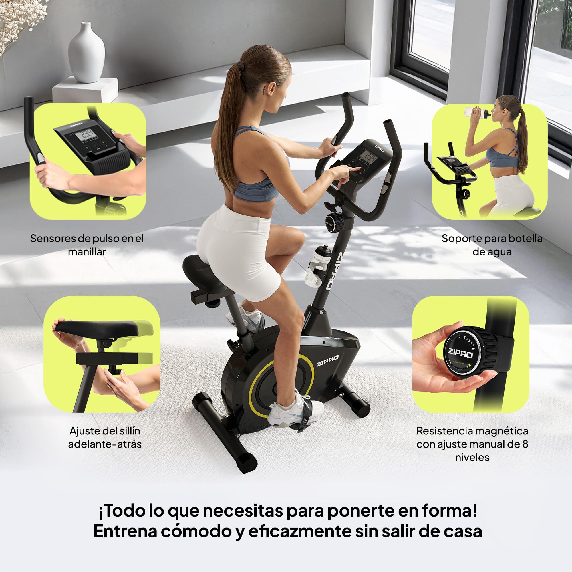 Zipro Bicicleta de entrenamiento en casa Boost, Bicicletas estáticas, Bicicleta magnética de entrenamiento, Bicicleta ergométrica 120kg, Bicicleta de interior, Bicicleta de entrenamiento en casa